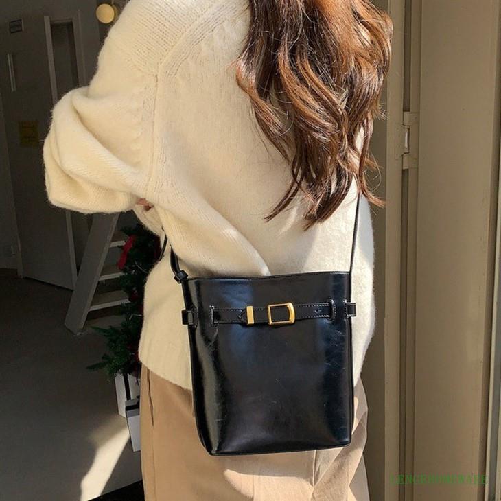 Leather Bucket Crossbody Shoulder Bag factory