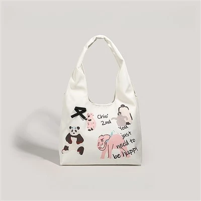 Cartoon Print Slouchy Shoulder Bag